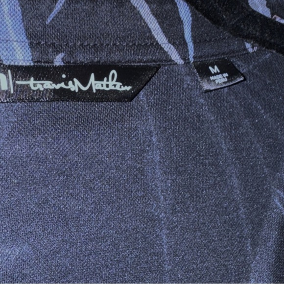 Travis Mathew Buzz Words Palm Print Golf Polo in Black Sz Medium - Picture 8 of 12